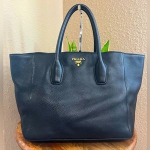 Prada Black Leather Tote Bag